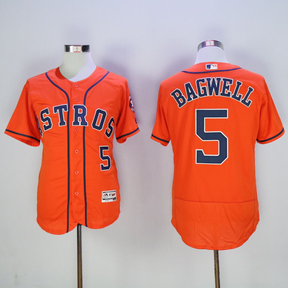 Men Houston Astros #5 Bagwell Orange Throwback MLB Jerseys